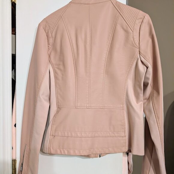 Express Pink Vegan Leather Moto Cafe Racer Quilted Jacket M NWOT - Picture 12 of 15